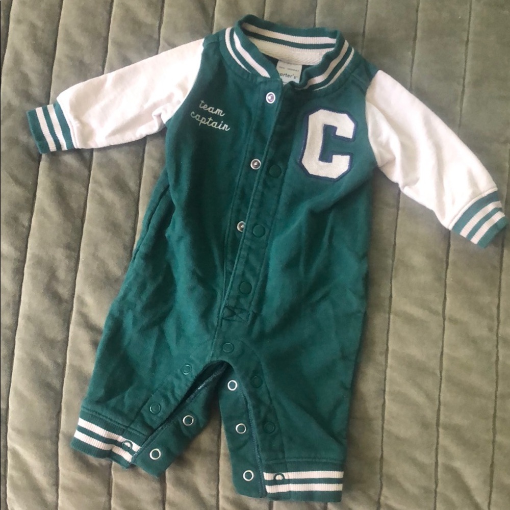 Carter's Newborn Green Varsity Bodysuit